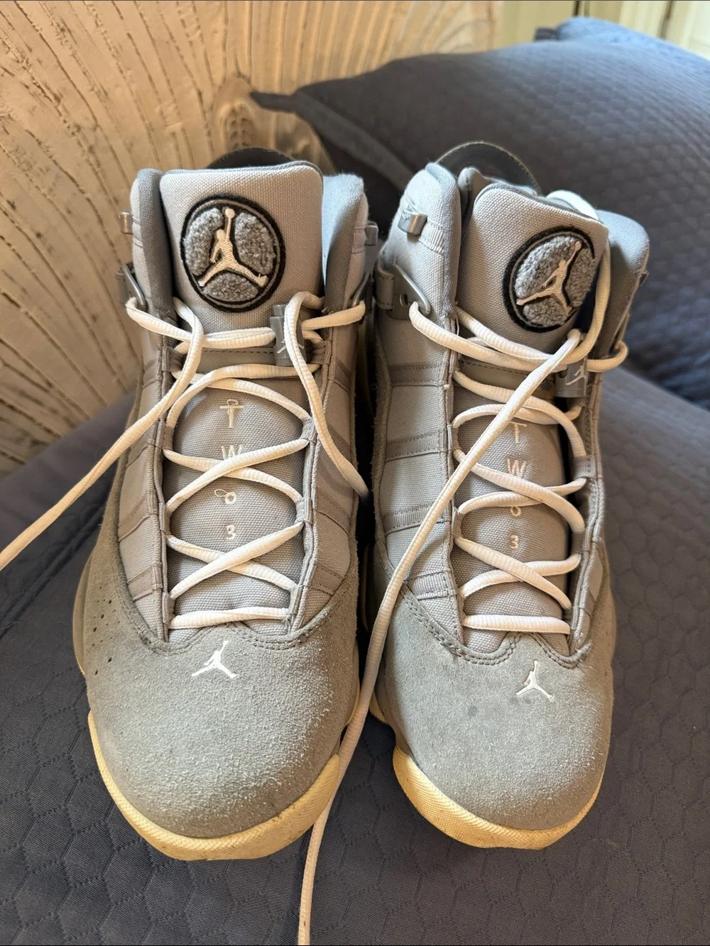 Jordan High-Top Sneakers in Light Grey and Cream